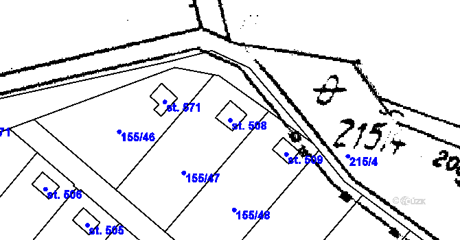 Parcela st. 508 v KÚ Bohuslavice u Zlína, Katastrální mapa