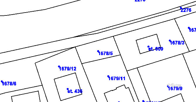 Parcela st. 1678/5 v KÚ Bohuslavice u Zlína, Katastrální mapa