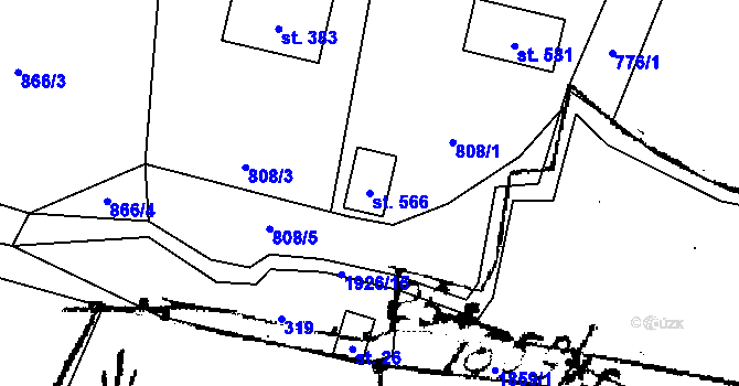 Parcela st. 566 v KÚ Bohuslavice u Zlína, Katastrální mapa
