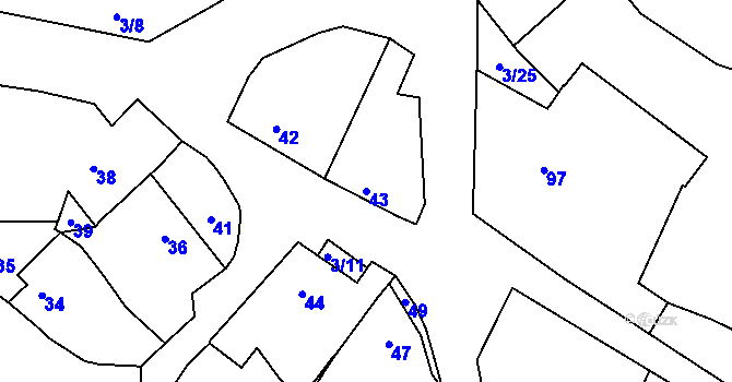 Parcela st. 43 v KÚ Bohuslavice u Kyjova, Katastrální mapa
