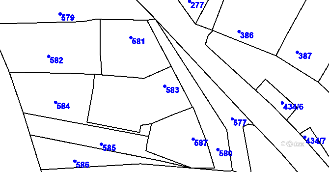 Parcela st. 583 v KÚ Bohuslavice u Kyjova, Katastrální mapa