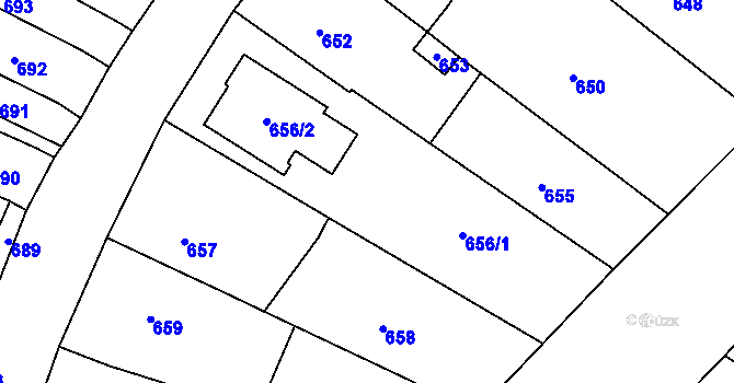 Parcela st. 656 v KÚ Bohuslavice u Kyjova, Katastrální mapa