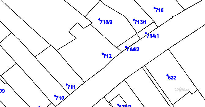 Parcela st. 712 v KÚ Bohuslavice u Kyjova, Katastrální mapa
