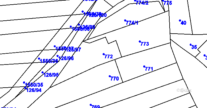 Parcela st. 772 v KÚ Bohuslavice u Kyjova, Katastrální mapa