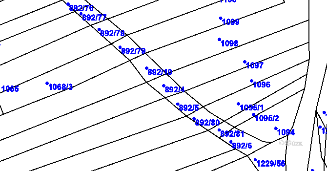 Parcela st. 892/4 v KÚ Bohuslavice u Kyjova, Katastrální mapa