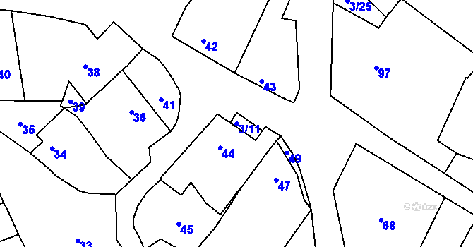 Parcela st. 3/11 v KÚ Bohuslavice u Kyjova, Katastrální mapa