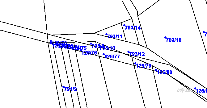 Parcela st. 126/77 v KÚ Bohuslavice u Kyjova, Katastrální mapa