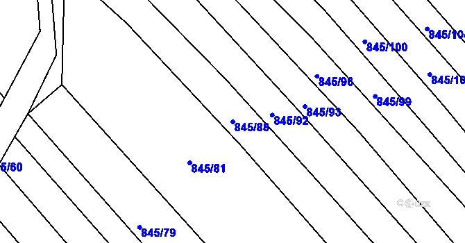 Parcela st. 845/88 v KÚ Bohuslavice u Kyjova, Katastrální mapa