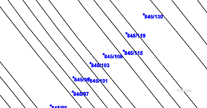 Parcela st. 845/108 v KÚ Bohuslavice u Kyjova, Katastrální mapa