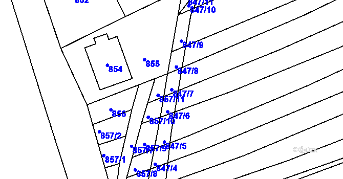 Parcela st. 847/7 v KÚ Bohuslavice u Kyjova, Katastrální mapa