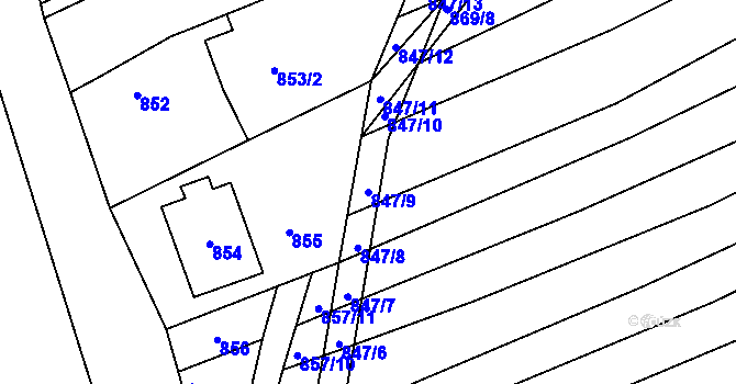 Parcela st. 847/9 v KÚ Bohuslavice u Kyjova, Katastrální mapa