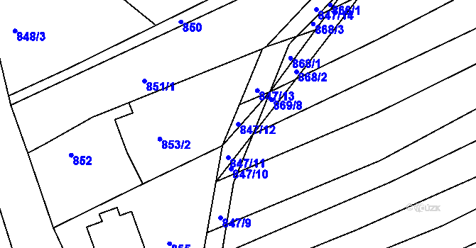 Parcela st. 847/12 v KÚ Bohuslavice u Kyjova, Katastrální mapa