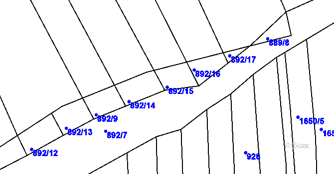 Parcela st. 892/15 v KÚ Bohuslavice u Kyjova, Katastrální mapa