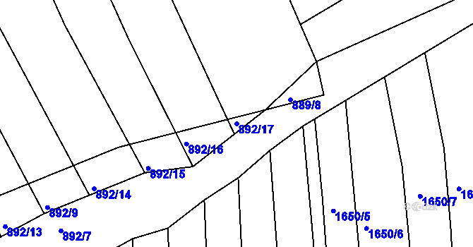 Parcela st. 892/17 v KÚ Bohuslavice u Kyjova, Katastrální mapa