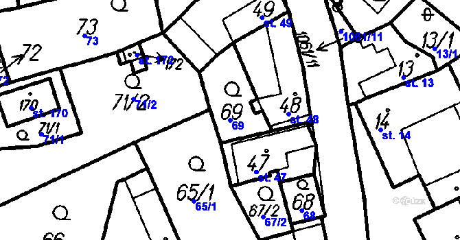 Parcela st. 69 v KÚ Bohuslávky, Katastrální mapa
