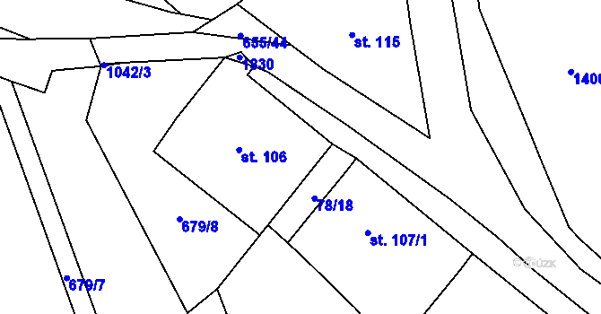 Parcela st. 78/14 v KÚ Bohuslávky, Katastrální mapa