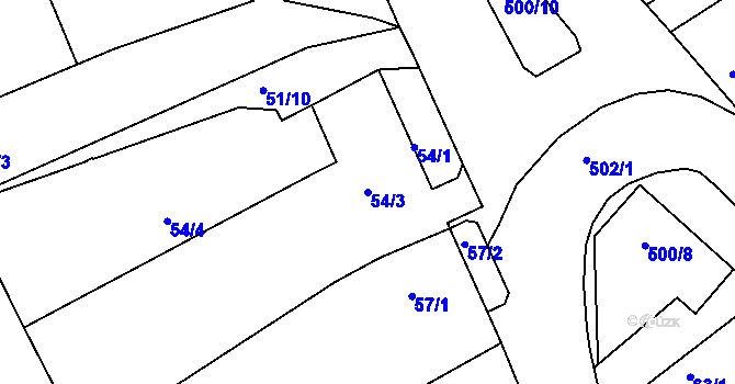 Parcela st. 54/3 v KÚ Bohušice, Katastrální mapa