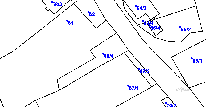 Parcela st. 60/4 v KÚ Bohušice, Katastrální mapa