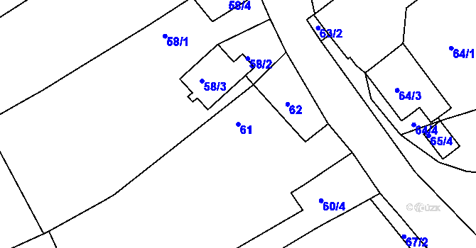Parcela st. 61 v KÚ Bohušice, Katastrální mapa