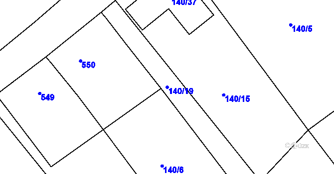Parcela st. 140/19 v KÚ Bohušice, Katastrální mapa