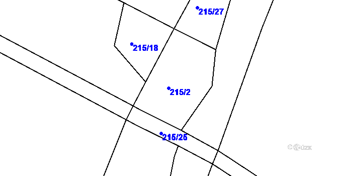 Parcela st. 215/2 v KÚ Bohušice, Katastrální mapa