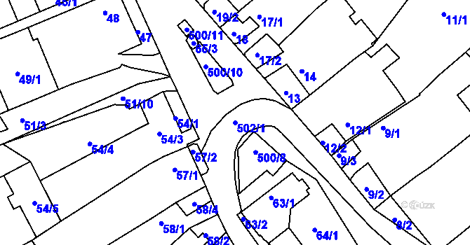 Parcela st. 502/1 v KÚ Bohušice, Katastrální mapa