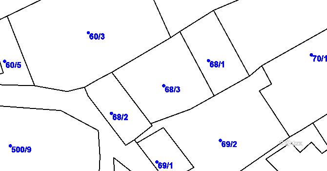 Parcela st. 68/3 v KÚ Bohušice, Katastrální mapa