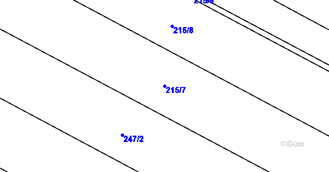 Parcela st. 215/7 v KÚ Bohušice, Katastrální mapa