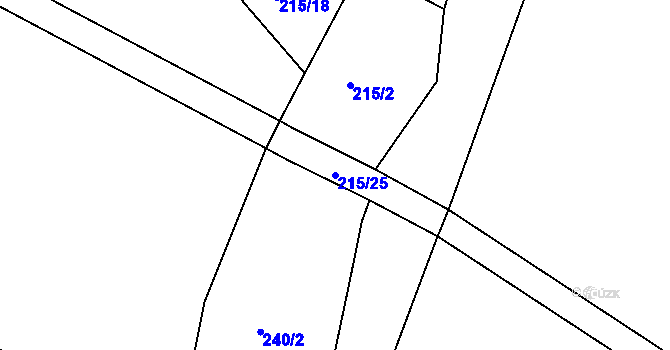 Parcela st. 215/25 v KÚ Bohušice, Katastrální mapa