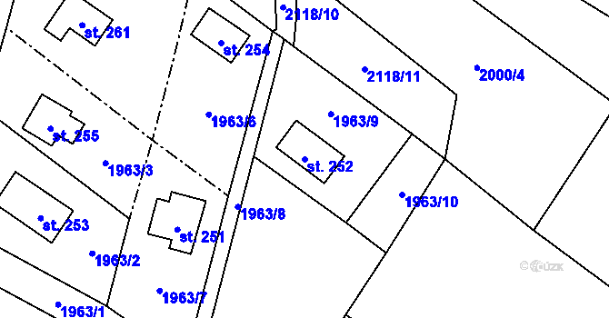 Parcela st. 252 v KÚ Bohušov, Katastrální mapa