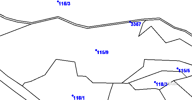 Parcela st. 115/9 v KÚ Bohušov, Katastrální mapa