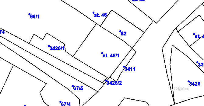Parcela st. 48/1 v KÚ Bohušov, Katastrální mapa