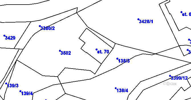 Parcela st. 70 v KÚ Bohušov, Katastrální mapa