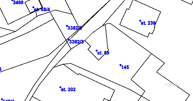 Parcela st. 89 v KÚ Bohušov, Katastrální mapa