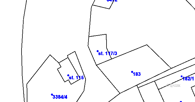 Parcela st. 117/3 v KÚ Bohušov, Katastrální mapa