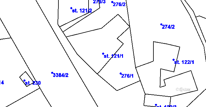 Parcela st. 121/1 v KÚ Bohušov, Katastrální mapa