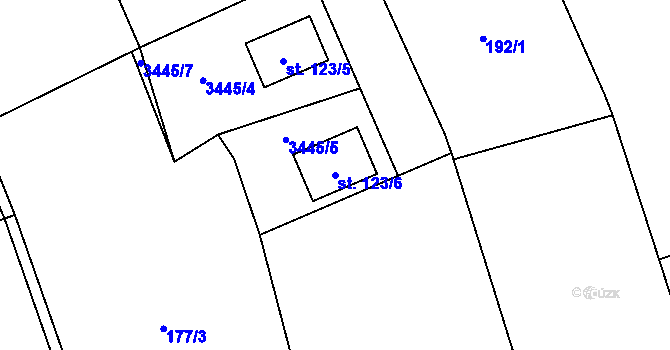 Parcela st. 123/6 v KÚ Bohušov, Katastrální mapa