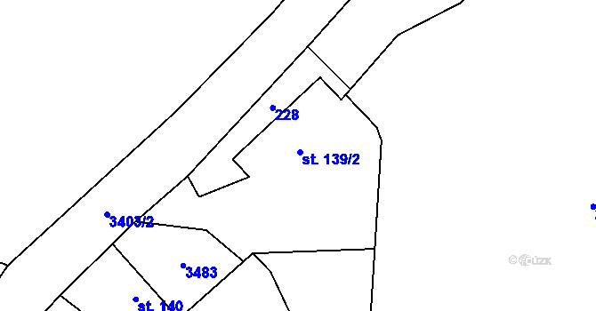 Parcela st. 139/2 v KÚ Bohušov, Katastrální mapa