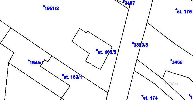 Parcela st. 162/2 v KÚ Bohušov, Katastrální mapa