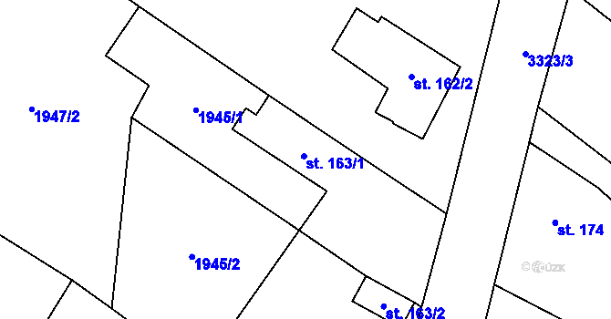 Parcela st. 163/1 v KÚ Bohušov, Katastrální mapa
