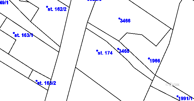 Parcela st. 174 v KÚ Bohušov, Katastrální mapa