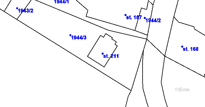 Parcela st. 211 v KÚ Bohušov, Katastrální mapa