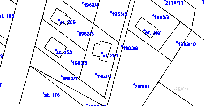 Parcela st. 251 v KÚ Bohušov, Katastrální mapa