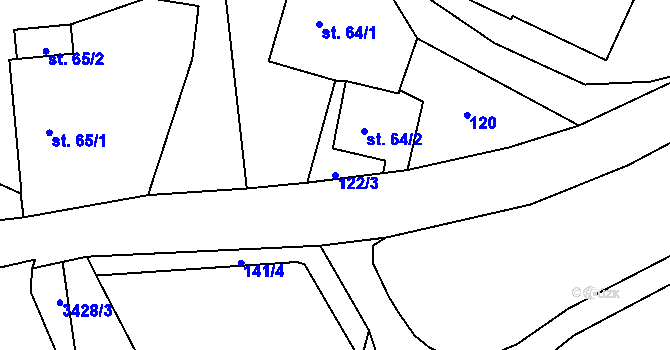 Parcela st. 122/3 v KÚ Bohušov, Katastrální mapa
