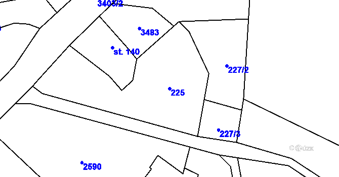 Parcela st. 225 v KÚ Bohušov, Katastrální mapa