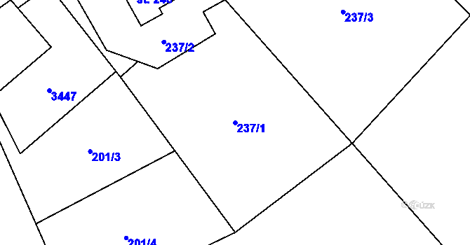 Parcela st. 237/1 v KÚ Bohušov, Katastrální mapa