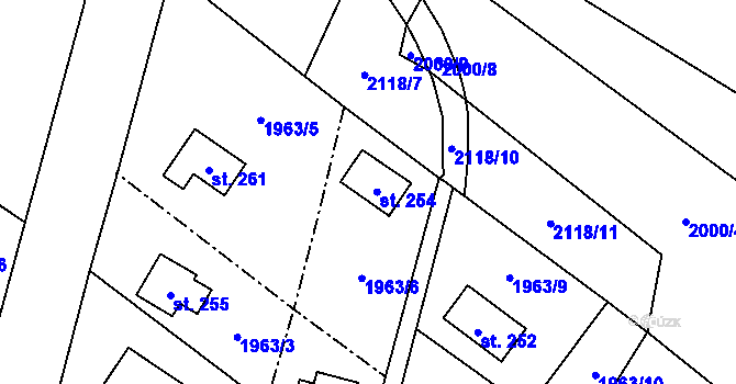 Parcela st. 254 v KÚ Bohušov, Katastrální mapa