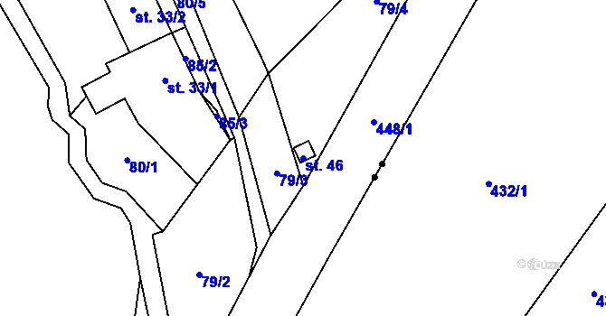 Parcela st. 46 v KÚ Nová Ves u Bohušova, Katastrální mapa