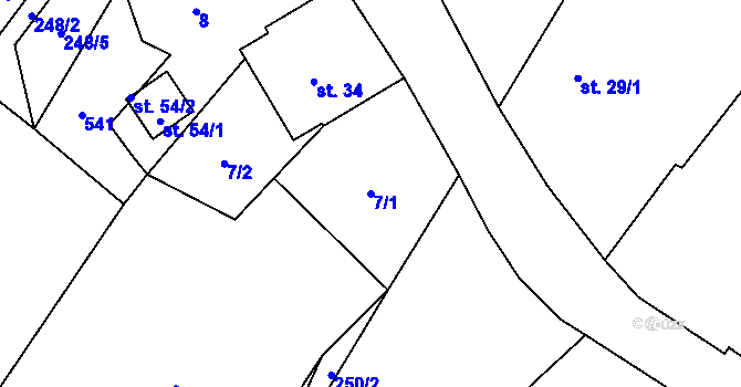 Parcela st. 7/1 v KÚ Nová Ves u Bohušova, Katastrální mapa