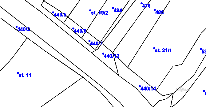 Parcela st. 440/12 v KÚ Nová Ves u Bohušova, Katastrální mapa